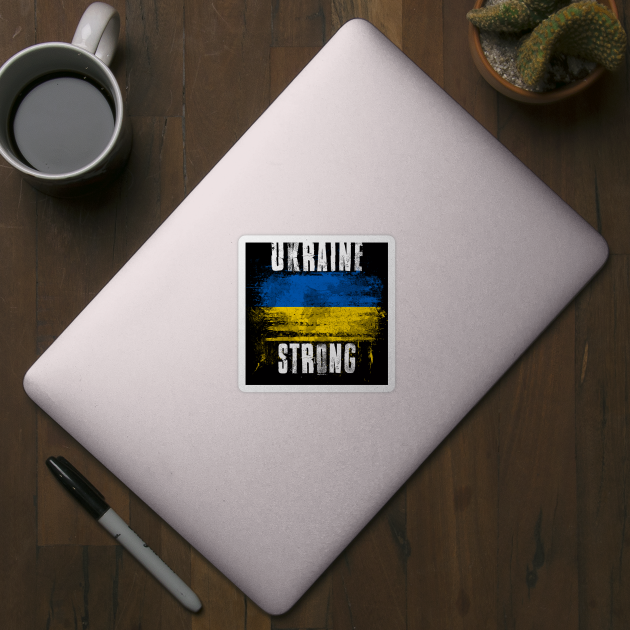 Ukraine Strong Distressed Graffiti Flag by Family Heritage Gifts